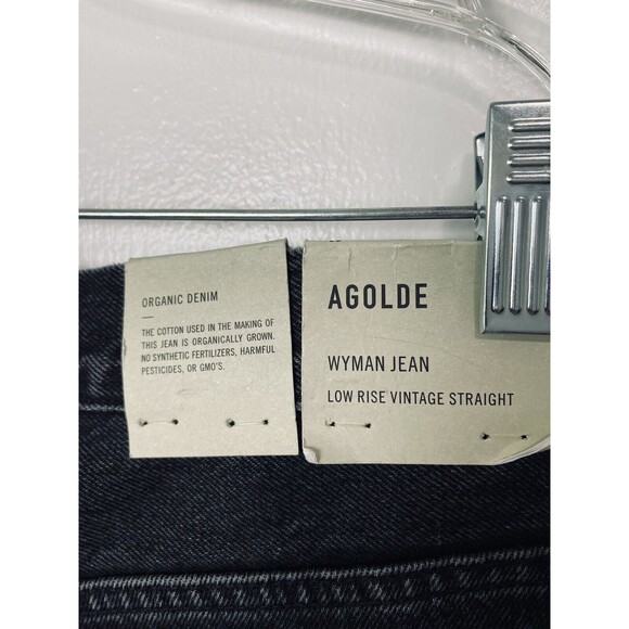Agolde Jeans Size 32 Black 90s Low Rise Vintage Straight Paradox Button Fly Crop - Picture 16 of 16